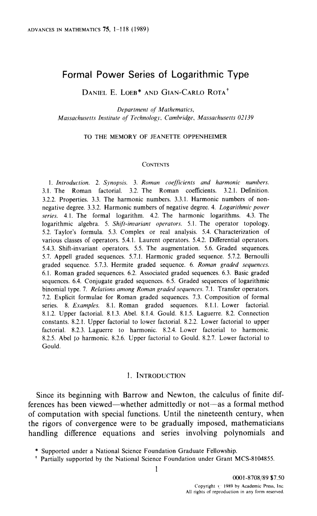 Formal Power Series of Logarithmic Type