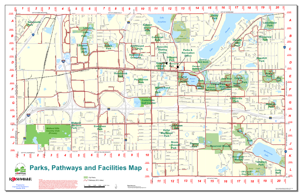 Parks, Pathways and Facilities Map R N a E