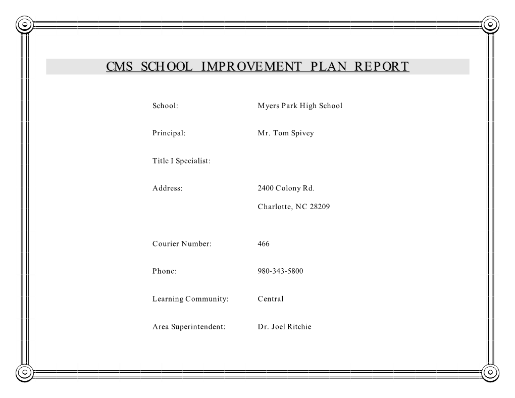 Cms School Improvement Plan Report