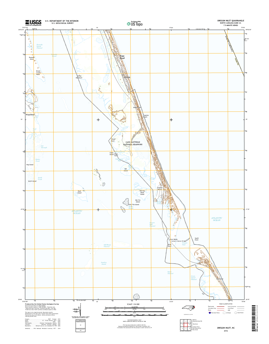 USGS 7.5-Minute Image Map for Oregon Inlet, North Carolina