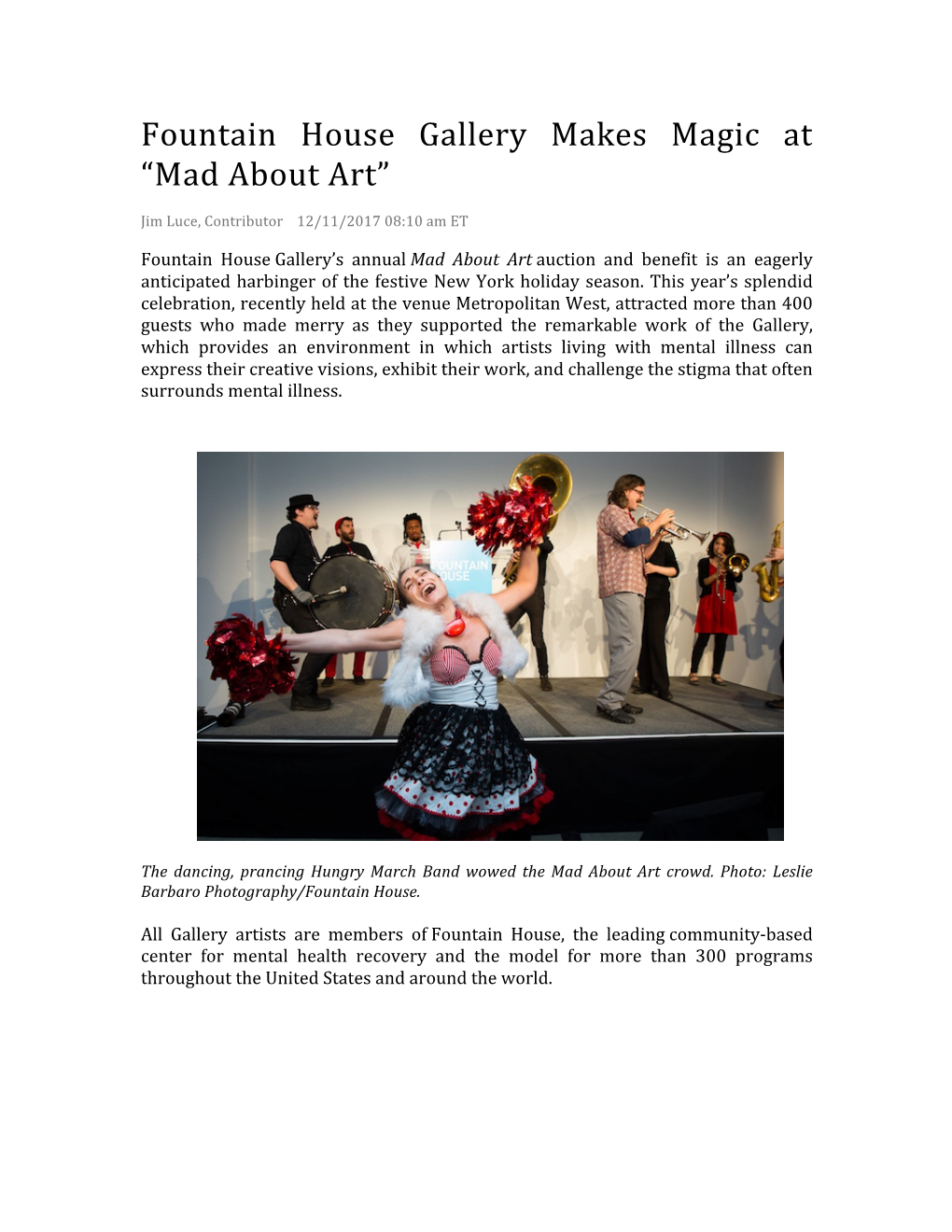 Fountain House Gallery Makes Magic at “Mad About Art”