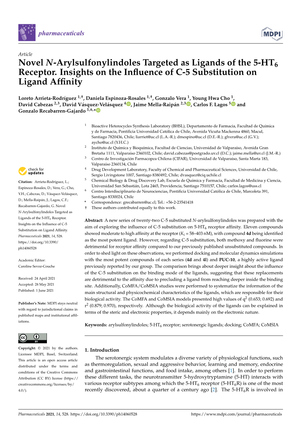 Novel N-Arylsulfonylindoles Targeted As Ligands of the 5-HT6 Receptor