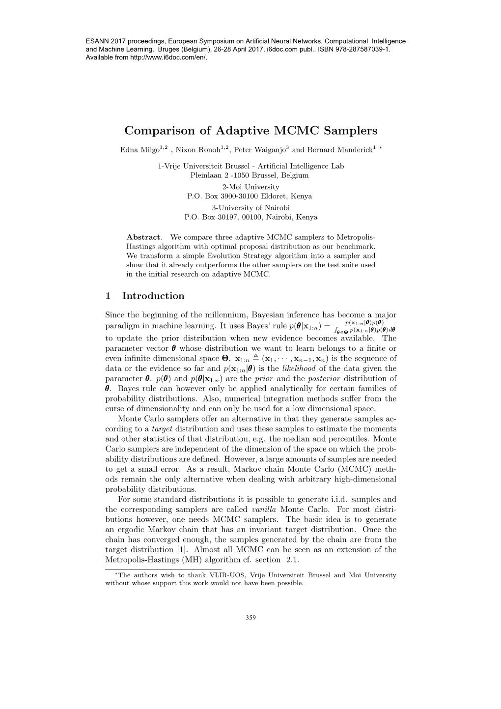 Comparison of Adaptive MCMC Samplers