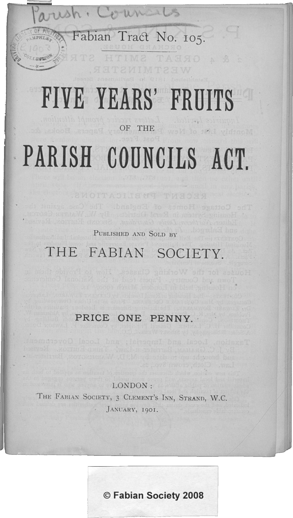 Five Years' Fruits Parish Councils Act