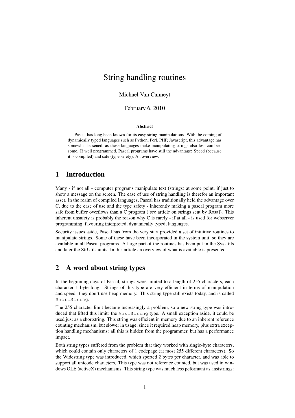 String Handling Routines