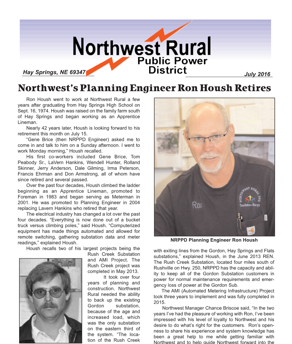 Northwest's Planning Engineer Ron Housh Retires