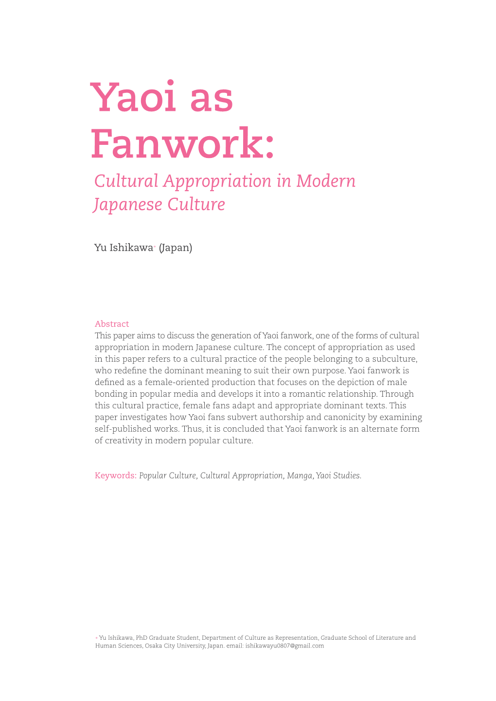 Cultural Appropriation in Modern Japanese Culture