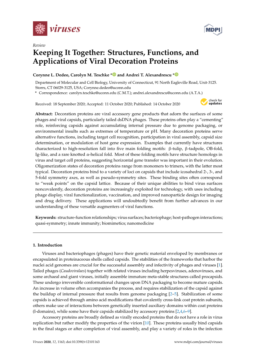 Structures, Functions, and Applications of Viral Decoration Proteins