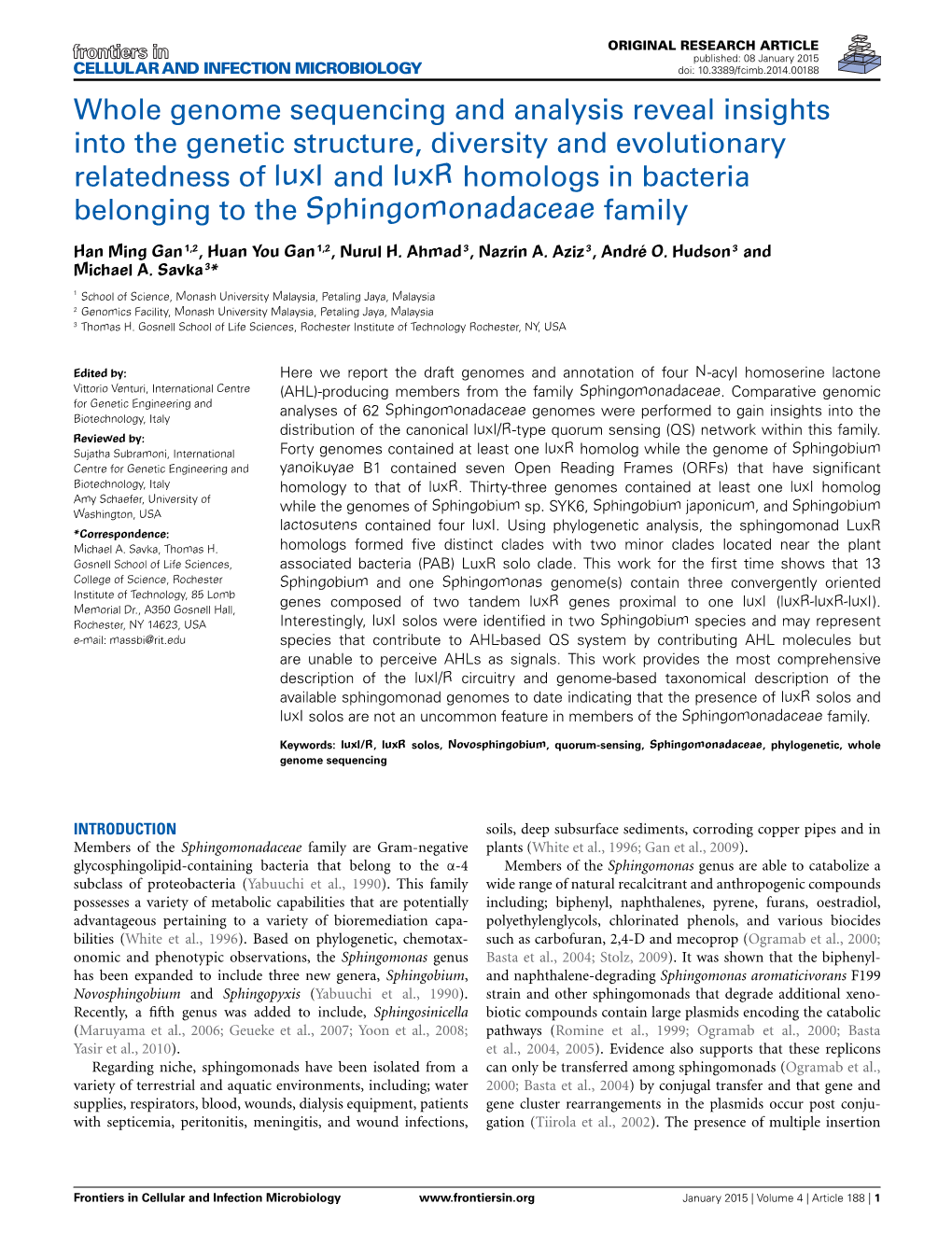 Whole Genome Sequencing and Analysis Reveal Insights Into