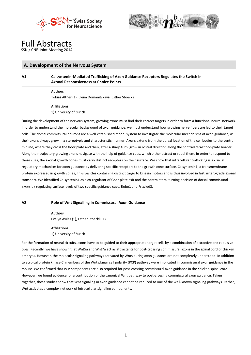 Full Abstracts SSN / CNB Joint Meeting 2014