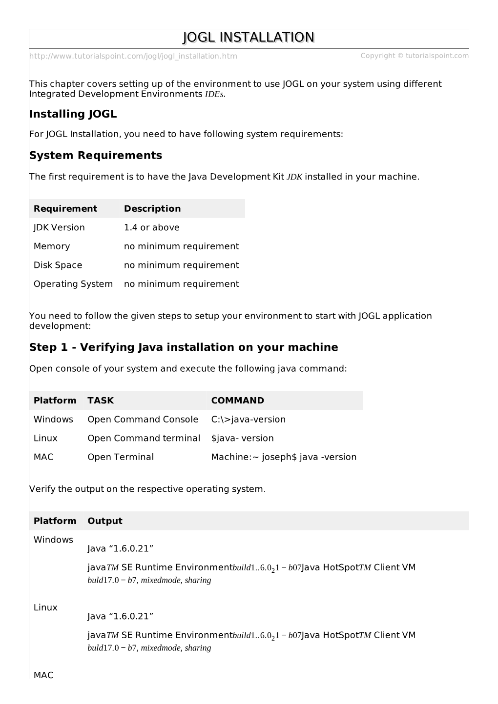 JOGL Installation, You Need to Have Following System Requirements