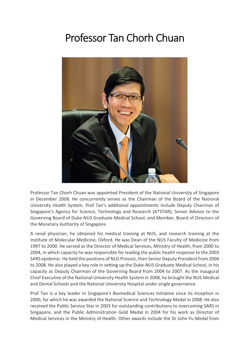 Professor Tan Chorh Chuan