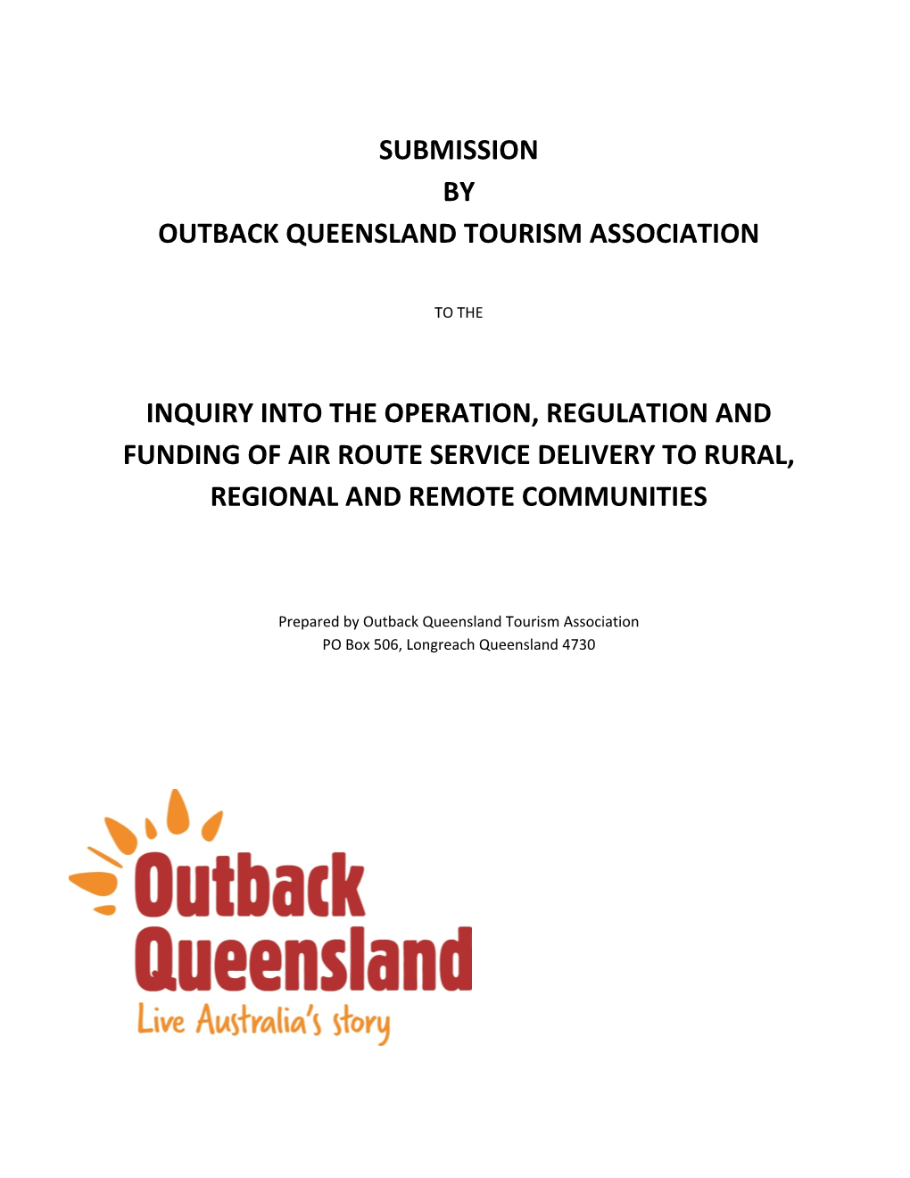 Submission by Outback Queensland Tourism Association