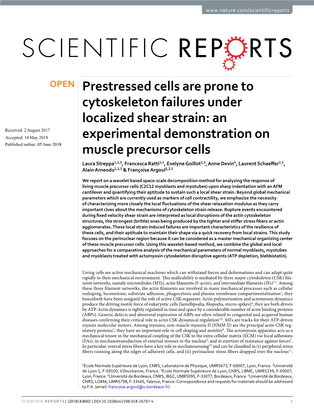 Prestressed Cells Are Prone to Cytoskeleton Failures Under