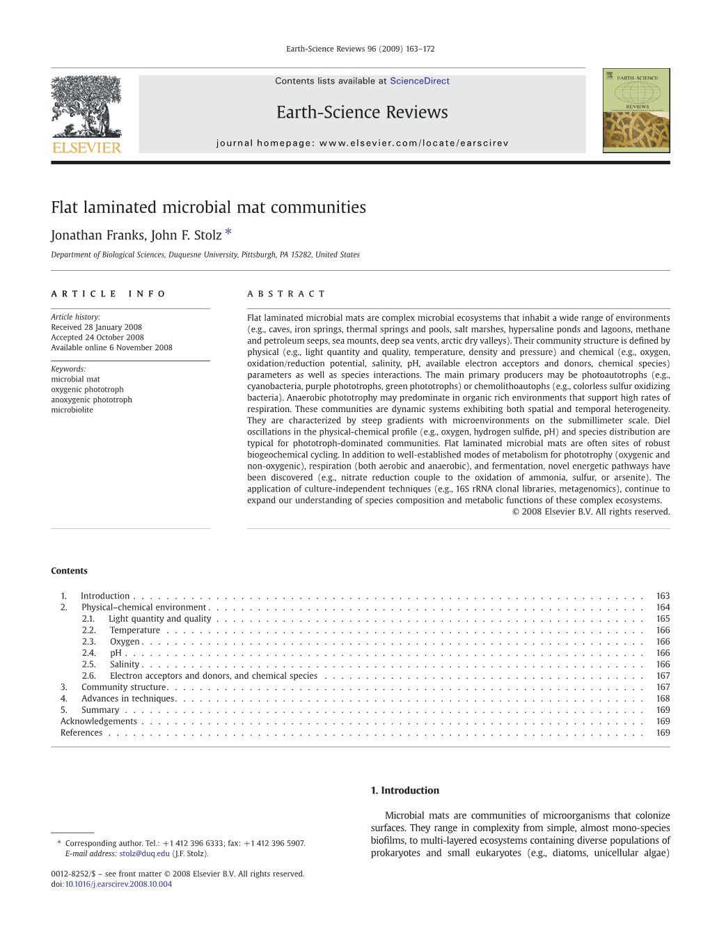 Flat Laminated Microbial Mat Communities Earth-Science Reviews