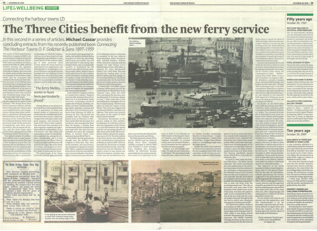 The Three Cities Benefit from the New Ferry Service