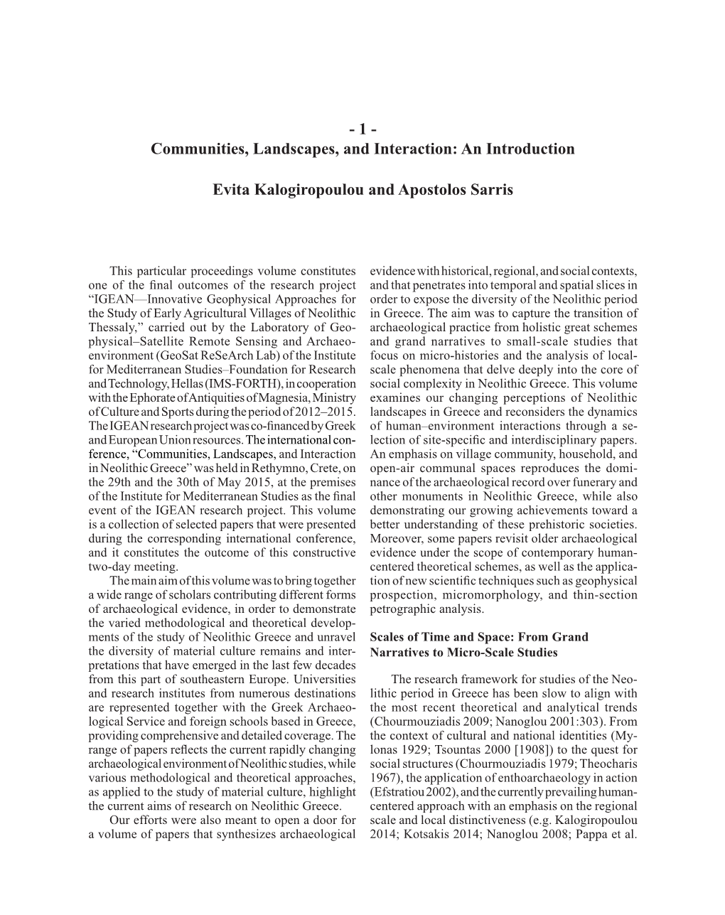 Chapter 1. Communities, Landscapes, and Interaction