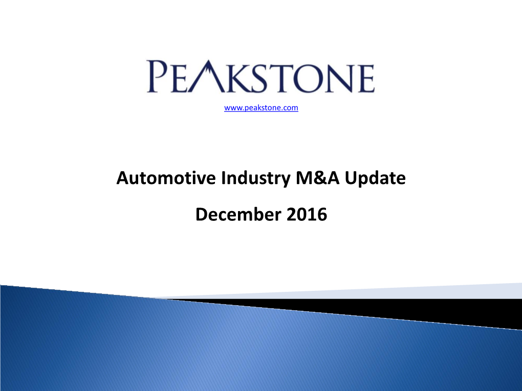 Automotive Industry Update