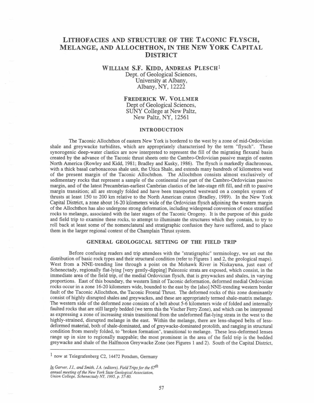 Lithofacies and Structure of the Taconic Flysch, Melange, and Allochthon, in the New York Capital District