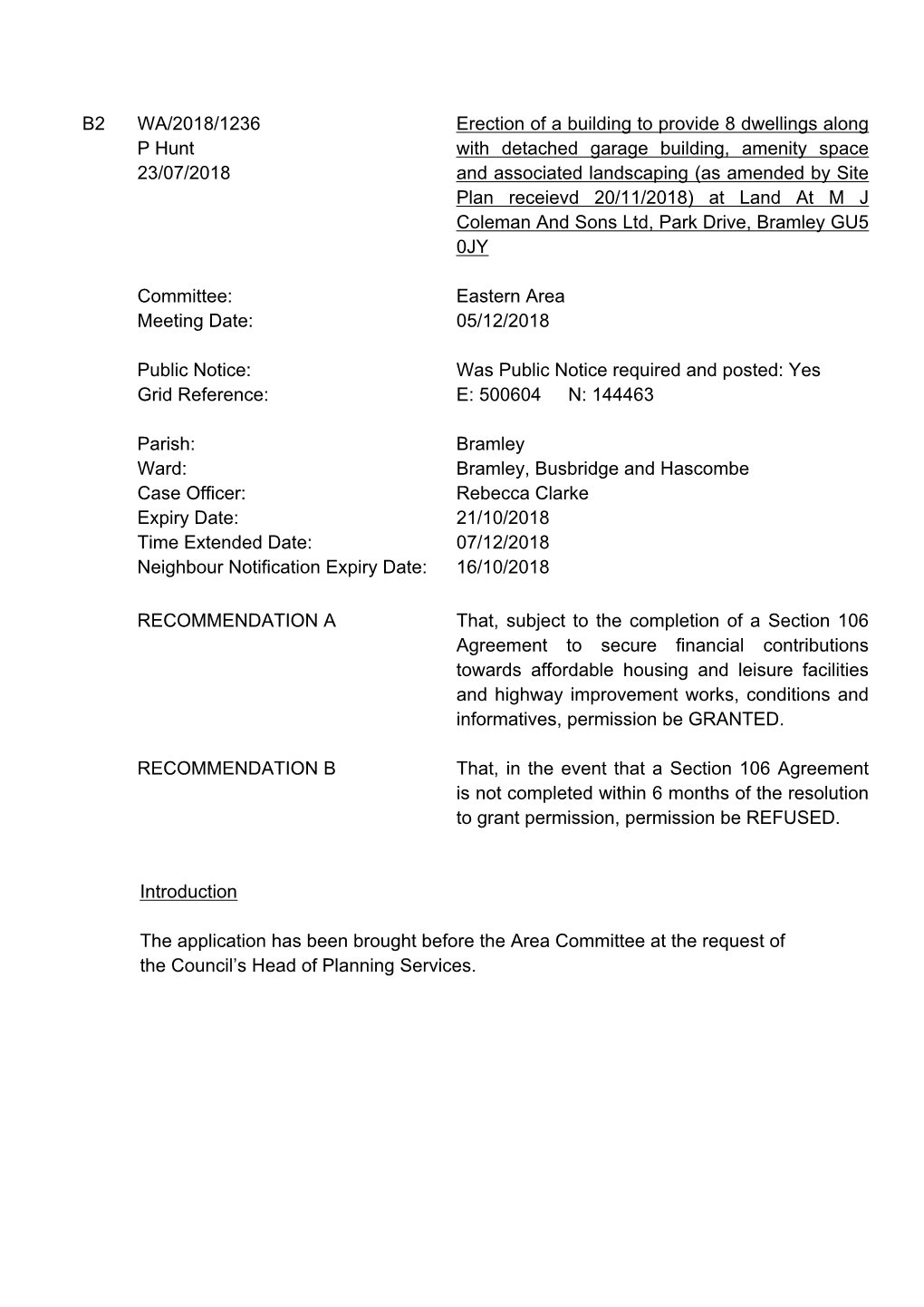 Land at M J Coleman and Sons Ltd, Park Drive, Bramley GU5 0JY