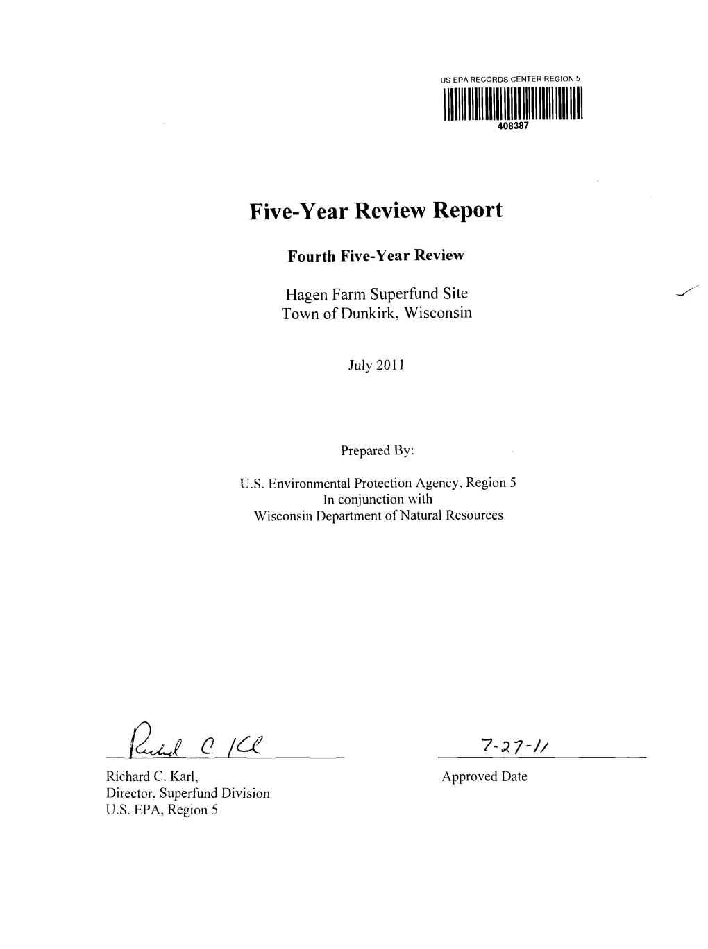 Five Year Review Report Completed September 21, 2006