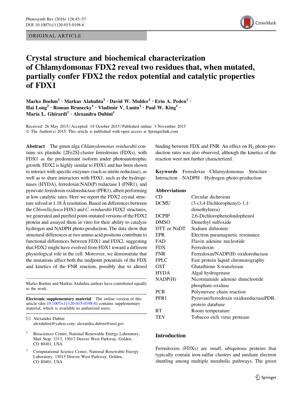 Crystal Structure and Biochemical Characterization Of