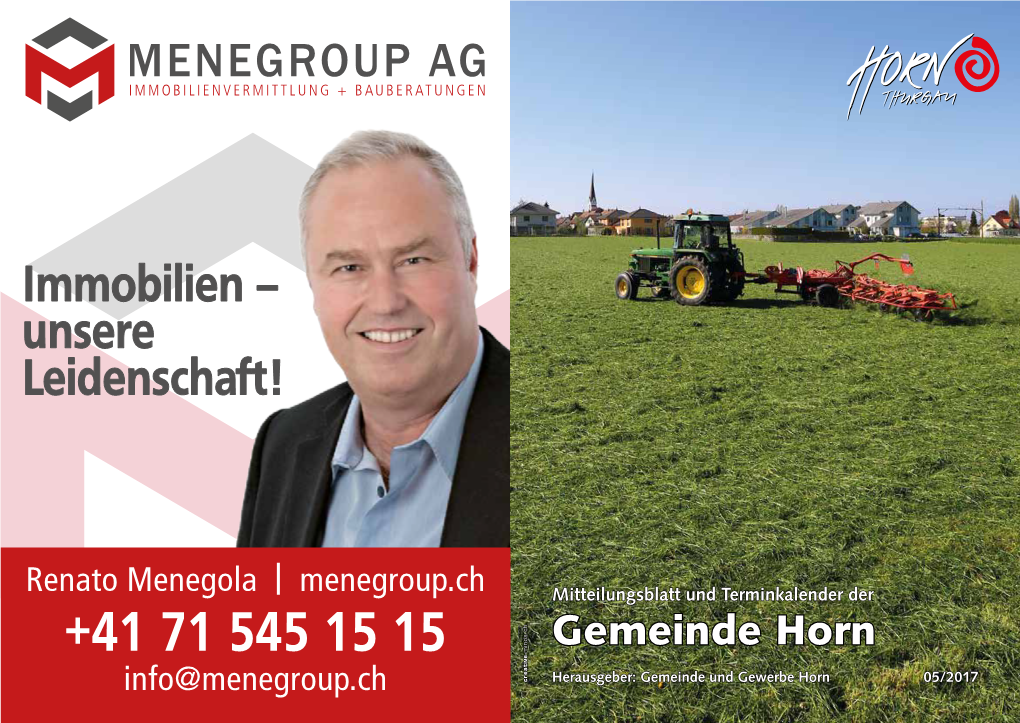 Renato Menegola I Menegroup.Ch Mitteilungsblatt Und Terminkalender Der Gemeinde Horn +41 71 545 15 15 -Minds.Ch