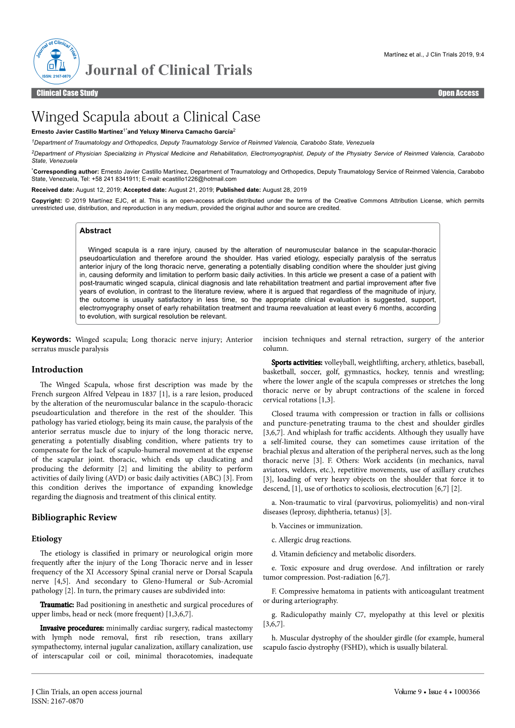 Winged Scapula About a Clinical Case