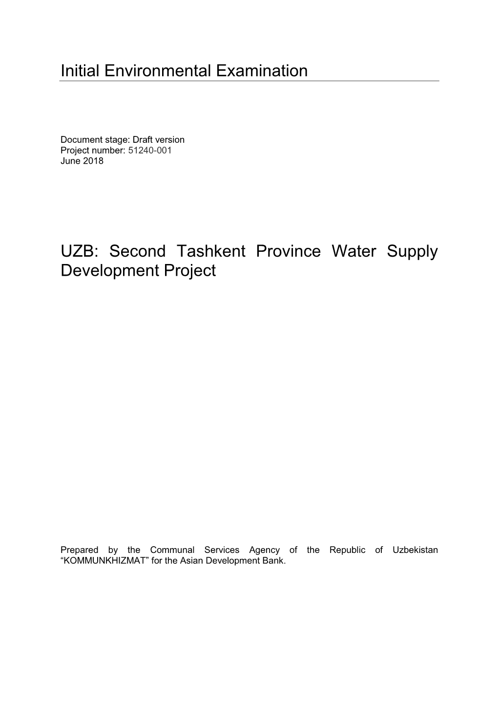 Second Tashkent Province Water Supply Development Project