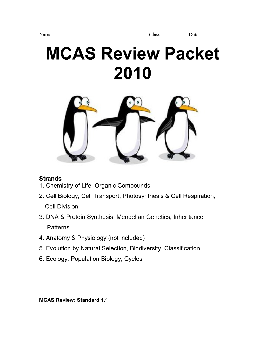 MCAS Review Packet 2010