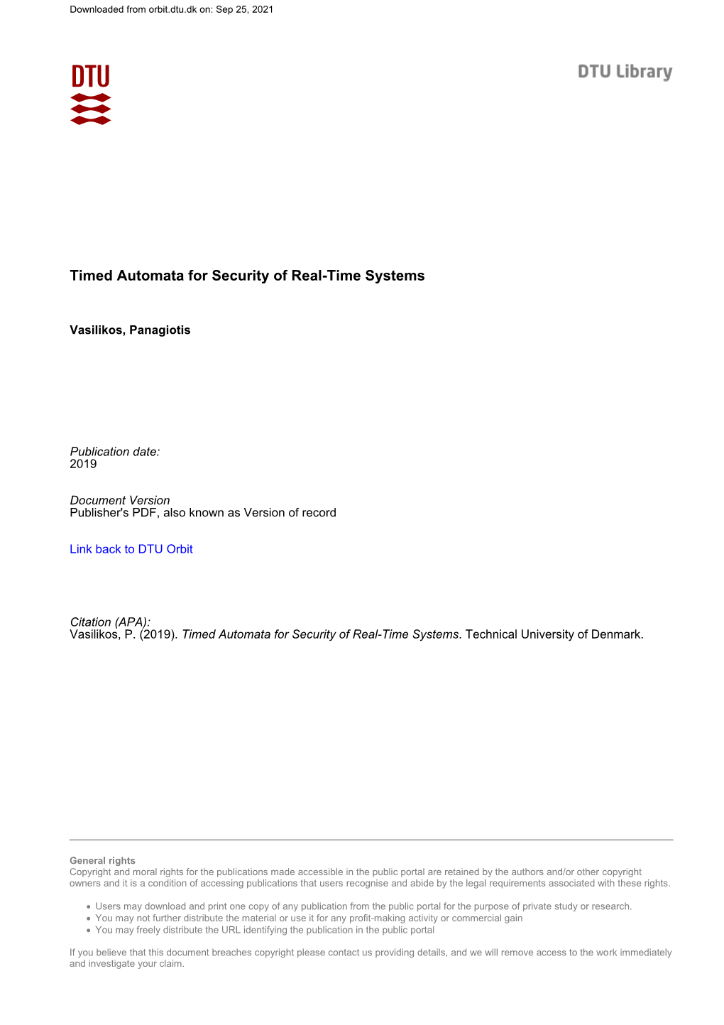 Timed Automata for Security of Real-Time Systems