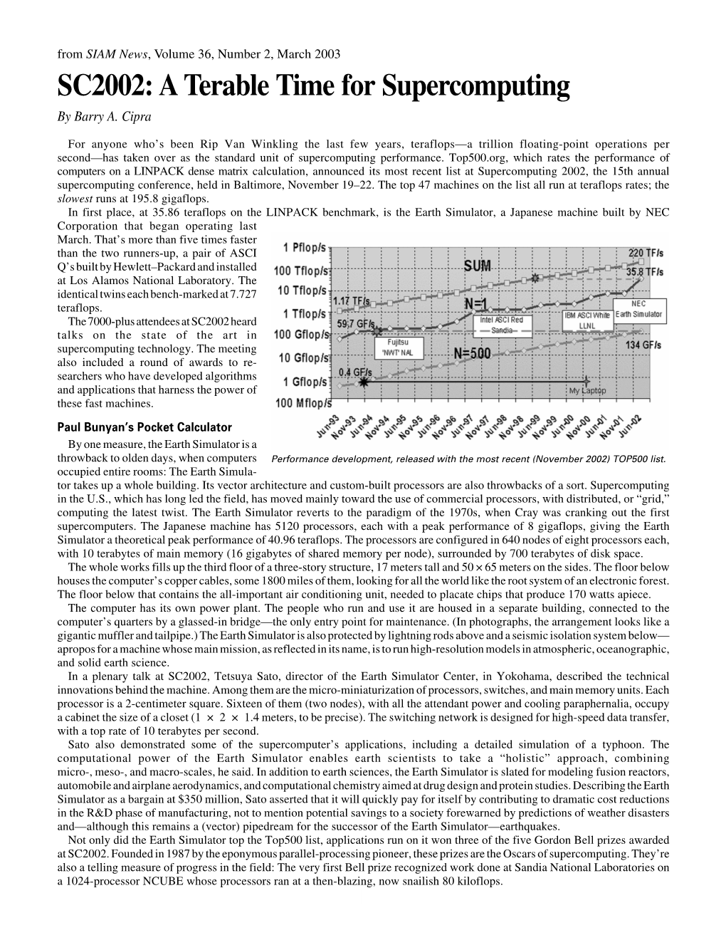 A Terable Time for Supercomputing by Barry A