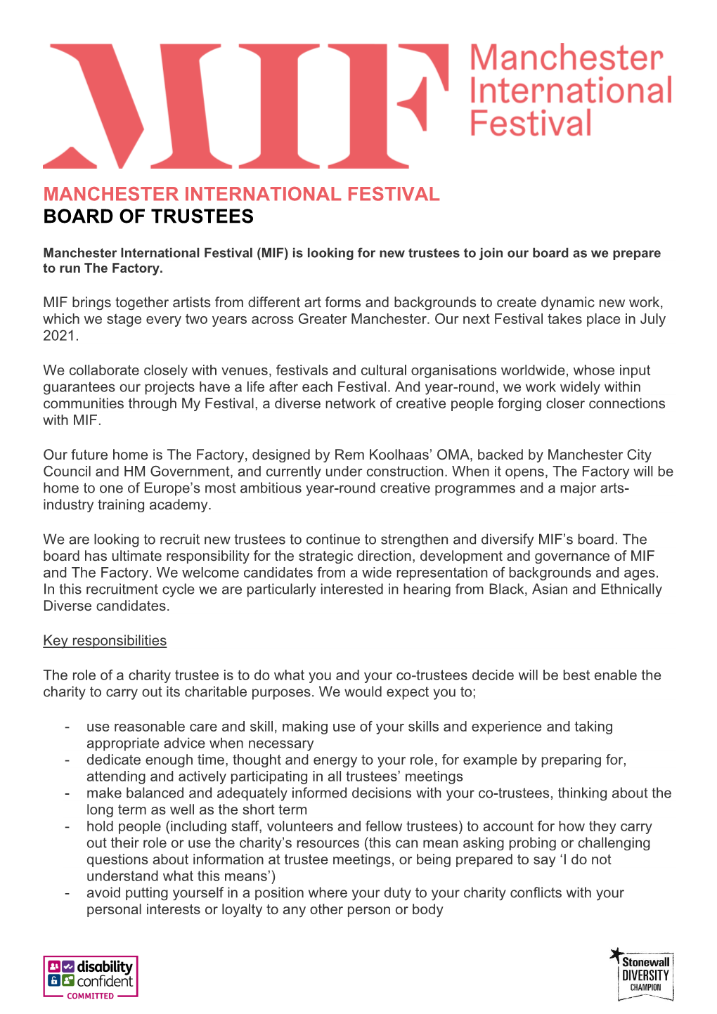 Manchester International Festival Board of Trustees