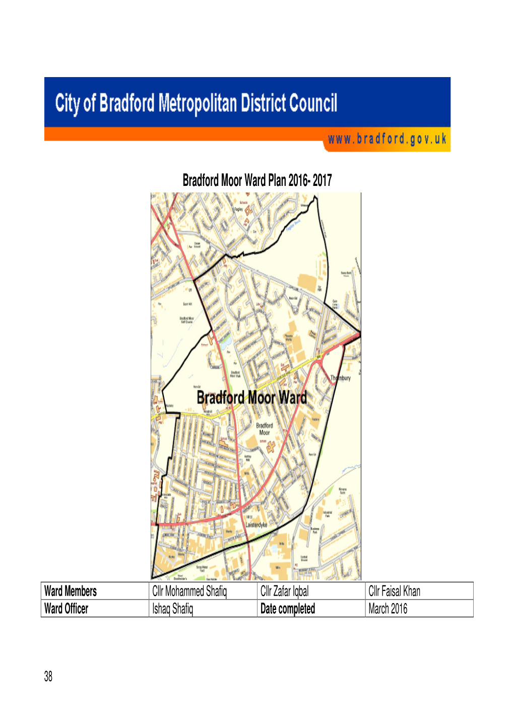 Bradford Moor Ward Plan 2016- 2017