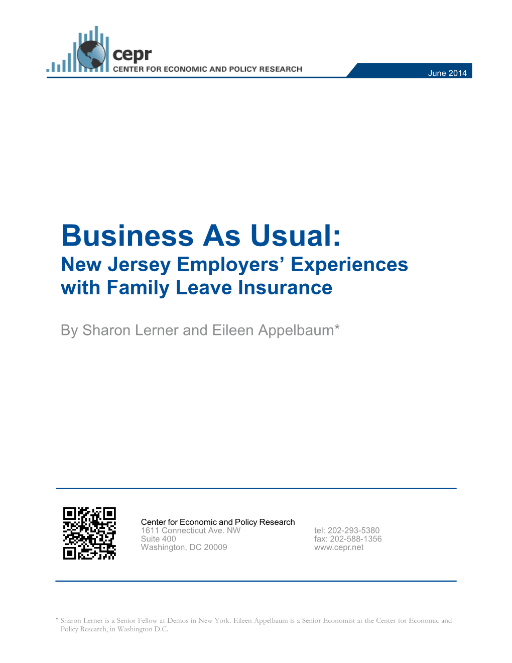 Business As Usual: New Jersey Employers' Experiences with Family