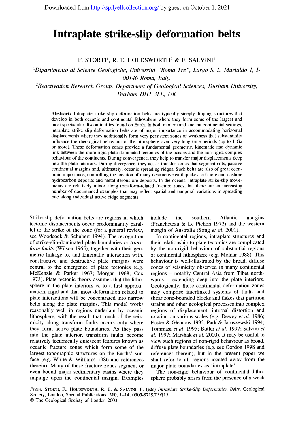 Intraplate Strike-Slip Deformation Belts