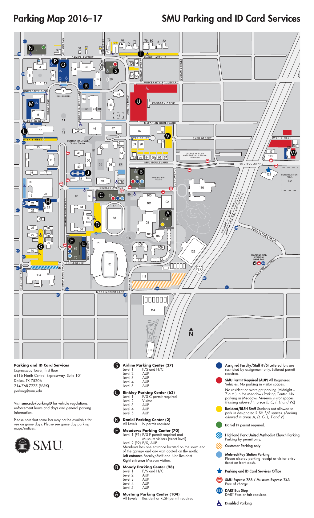 SMU Campus Parking Map 2016-17