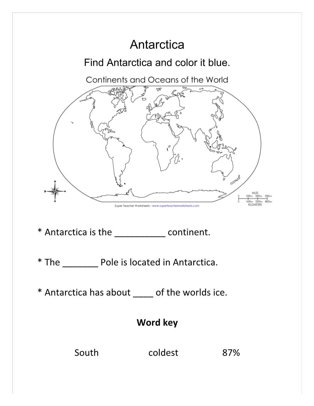 Find Antarctica and Color It Blue