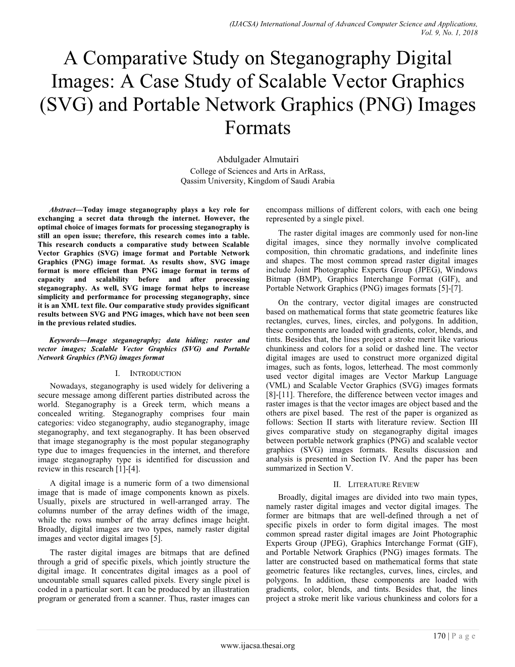 A Comparative Study on Steganography Digital Images: a Case Study of Scalable Vector Graphics (SVG) and Portable Network Graphics (PNG) Images Formats