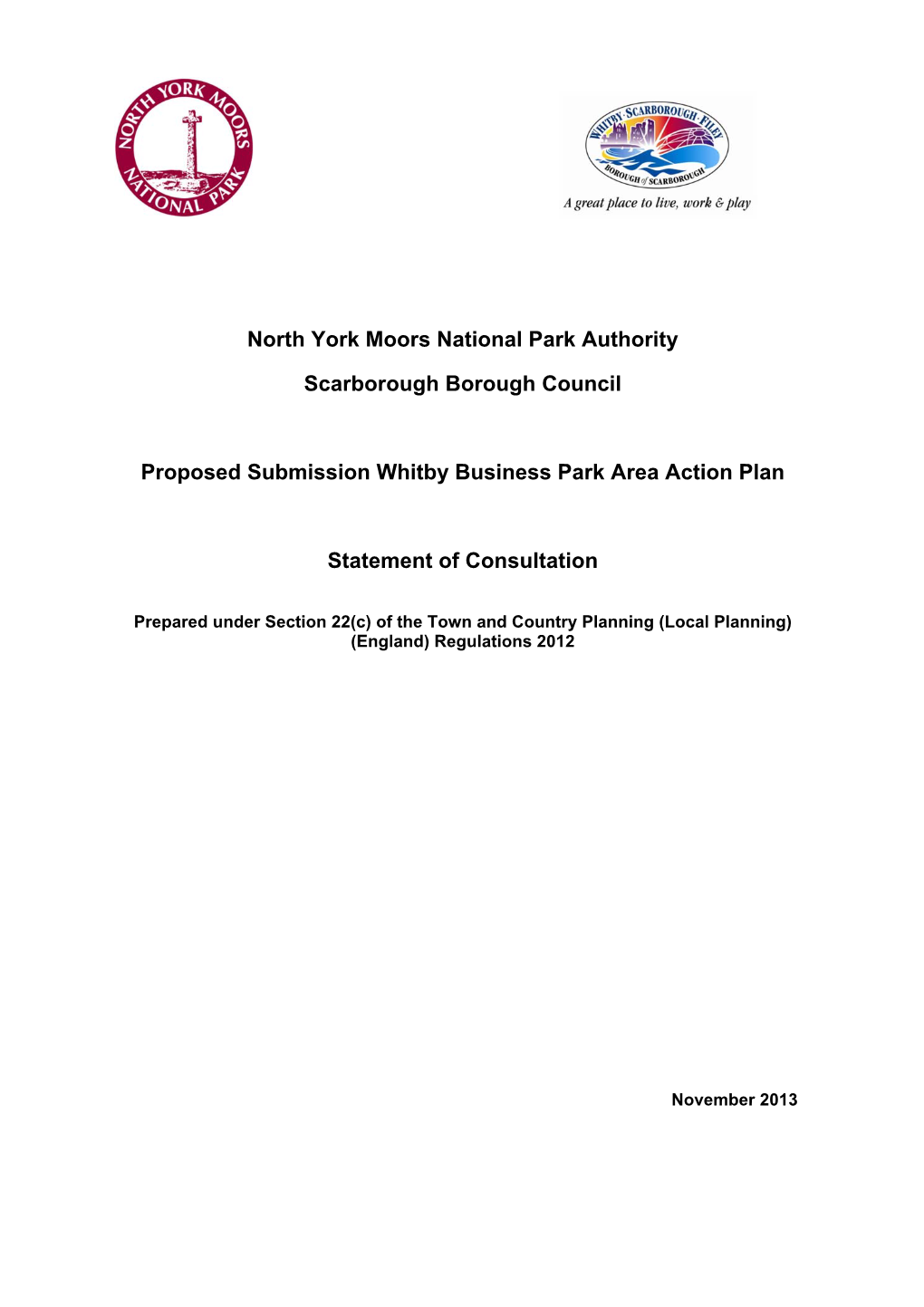 North York Moors National Park Authority Scarborough Borough Council Proposed Submission Whitby Business Park Area Action Plan S