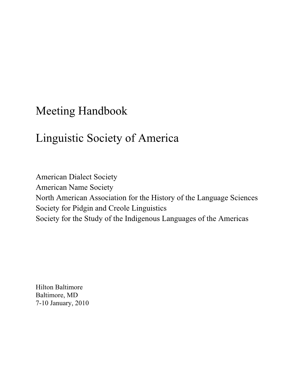 Annual Meeting Handbook S LSA 2010 Annual Meeting Sponsor 6