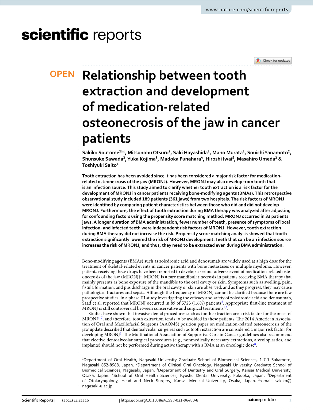 Relationship Between Tooth Extraction and Development of Medication