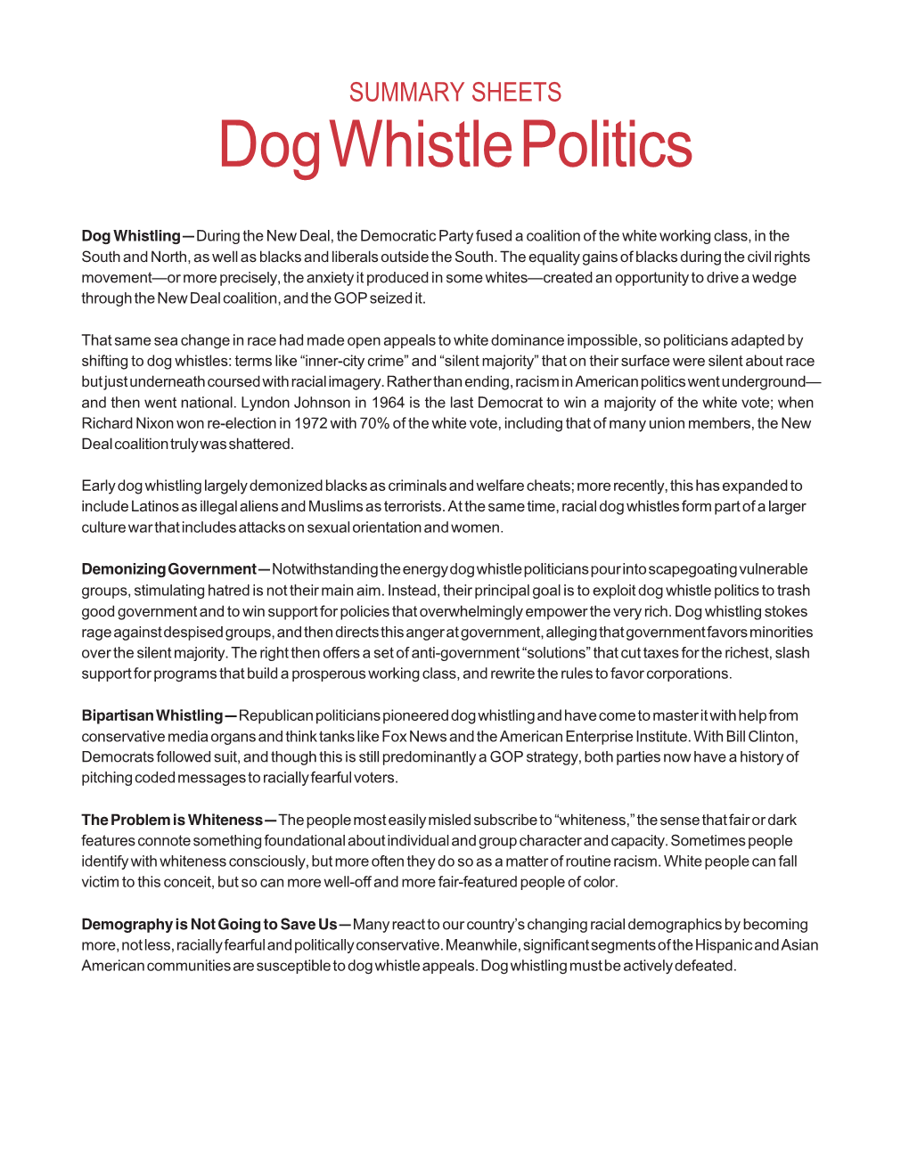 Dog Whistle Politics