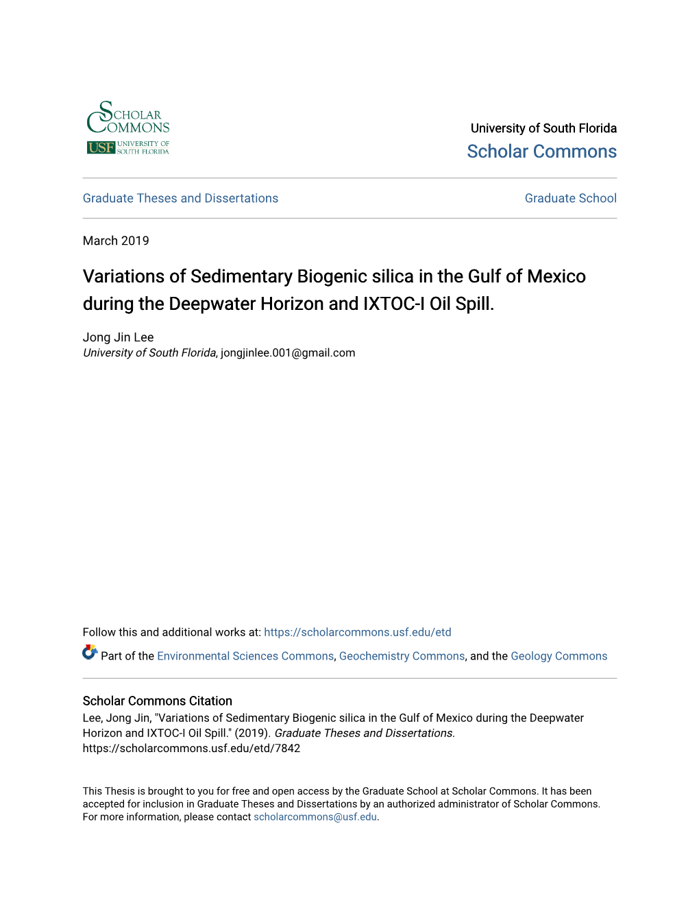 Variations of Sedimentary Biogenic Silica in the Gulf of Mexico During the Deepwater Horizon and IXTOC-I Oil Spill