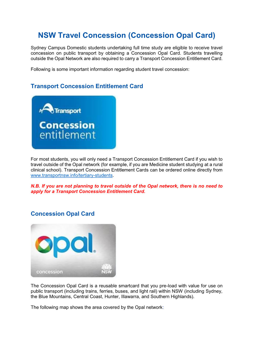 Concession Opal Card)