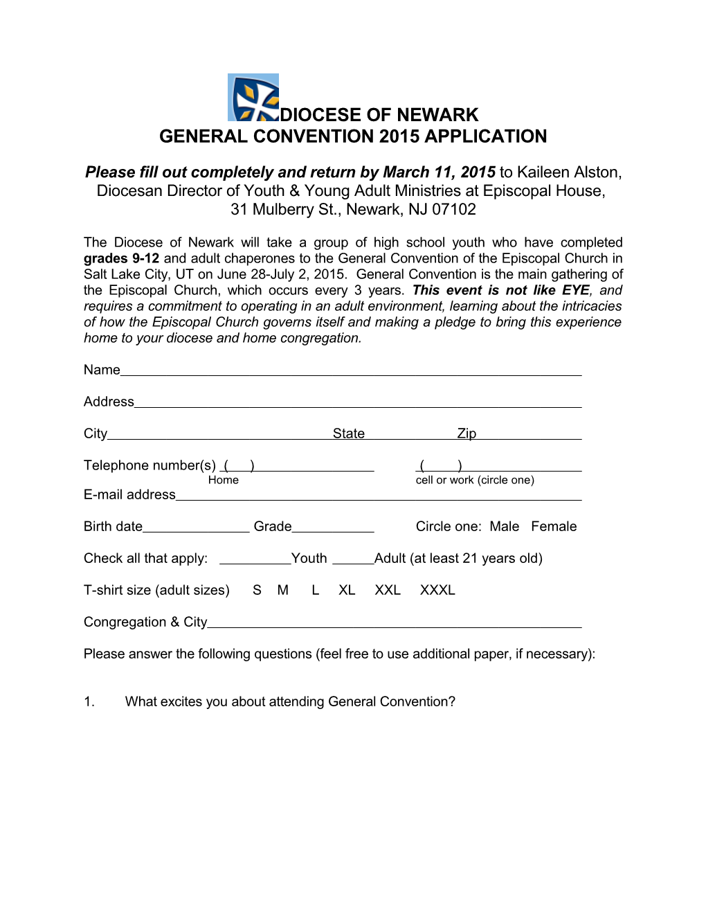 General Convention 2015 Application