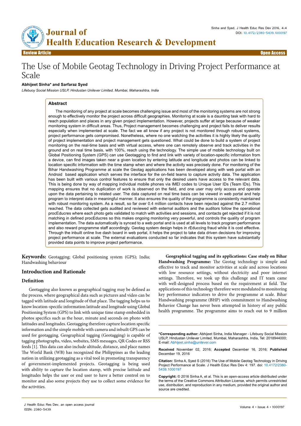 The Use of Mobile Geotag Technology in Driving Project Performance At