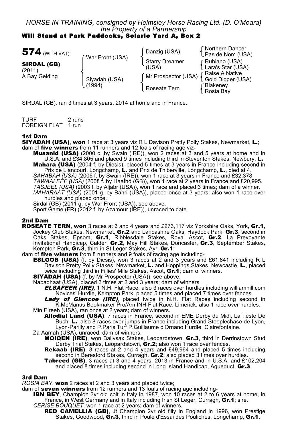 HORSE in TRAINING, Consigned by Helmsley Horse Racing Ltd