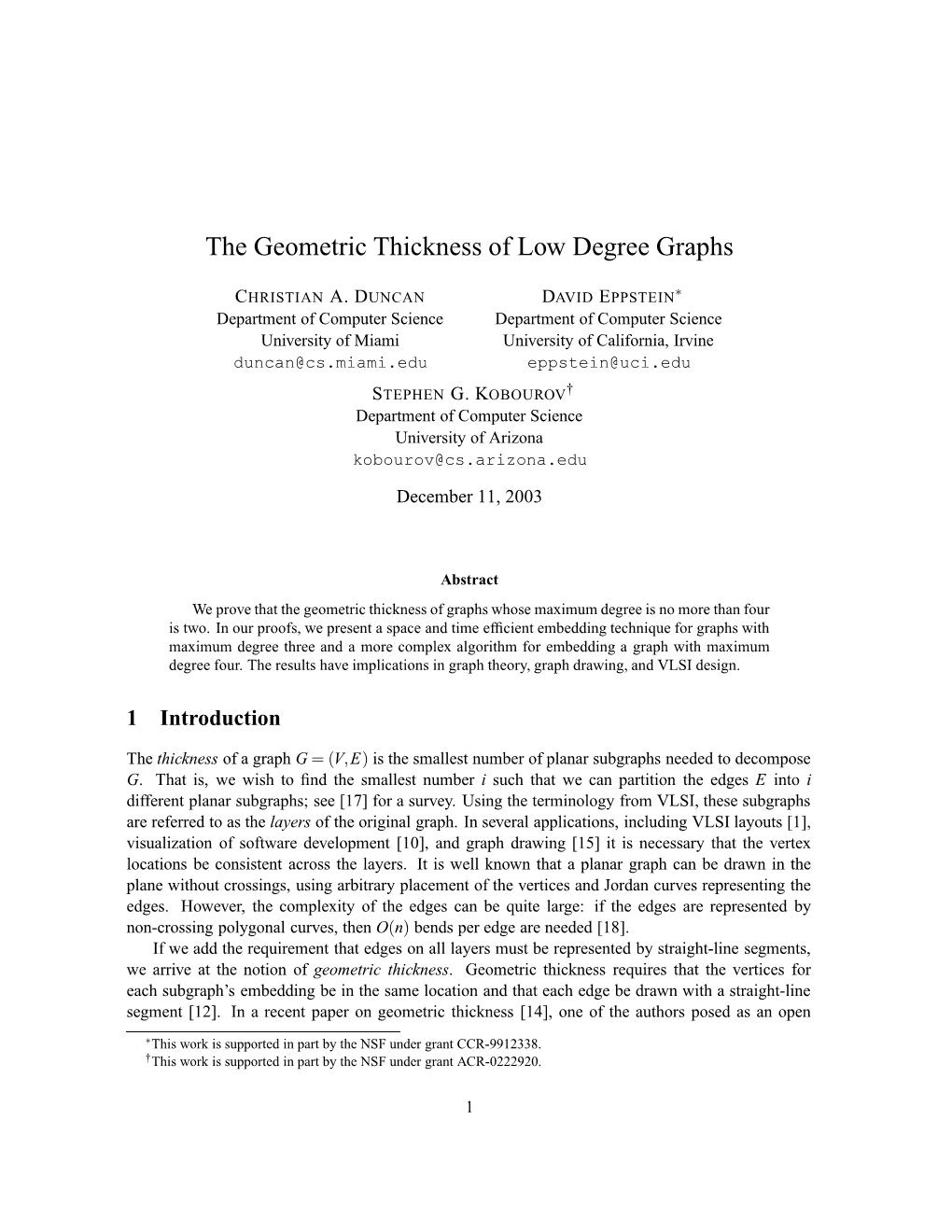 The Geometric Thickness of Low Degree Graphs