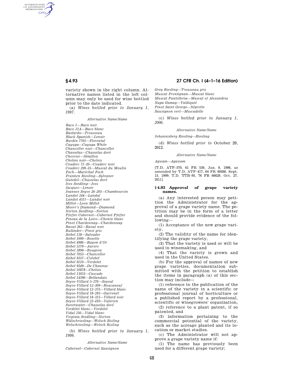 27 CFR Ch. I (4–1–16 Edition) § 4.93